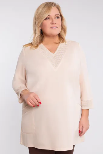 Béžová tunika s kapsami