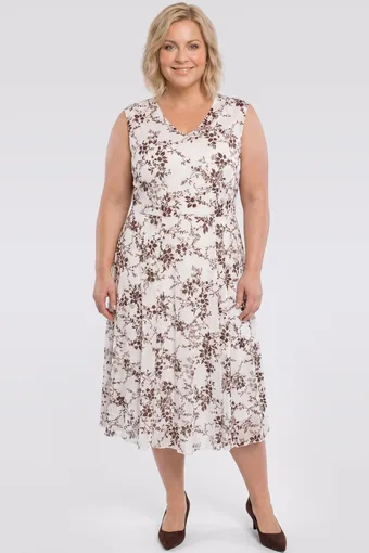 Béžové šaty s hnědým vzorem