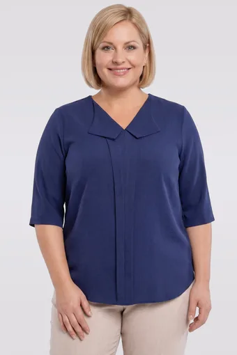 Volná lněná halenka v tmavě modré barvě