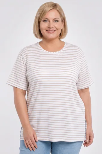 Bílá halenka s béžovými pásky