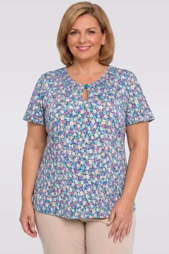 Modrá halenka s malými květinami
