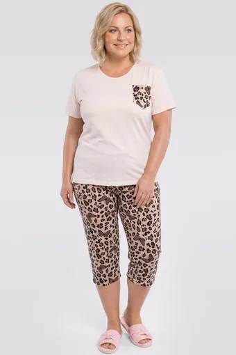 Světle růžové pyžamo s kalhotami s leopardím vzorem