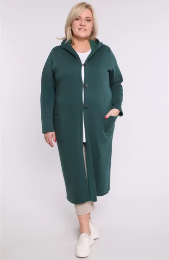 Tmavě zelená dlouhá teplá halenka s knoflíky