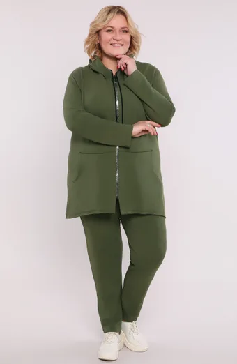 Khaki tepláková souprava se zipem s písmenem