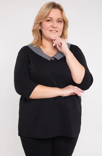 Černá halenka s odepínacím límečkem