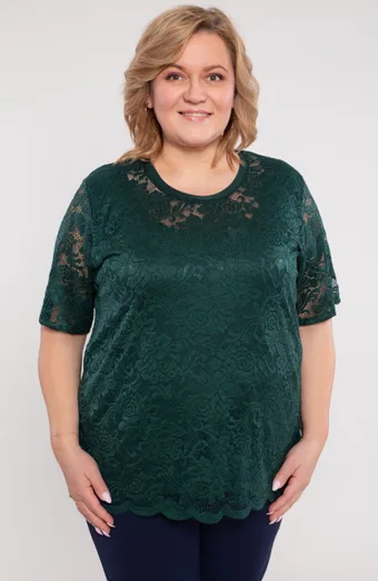 Zelená halenka s květinovou krajkou