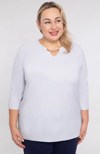 Šedá halenka se zlatým zdobením