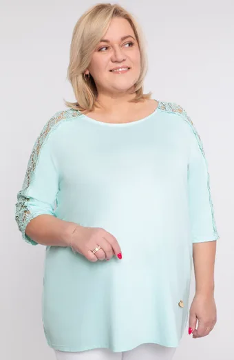 Světle zelená tunika krajková ramena