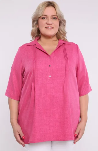 Růžová halenka na knoflíky