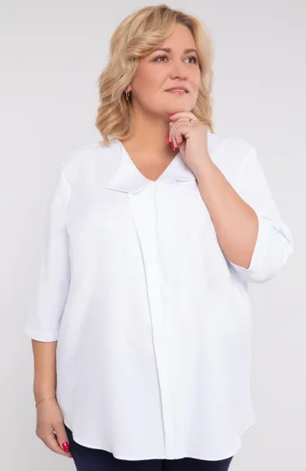 Volná lněná halenka v bílé barvě