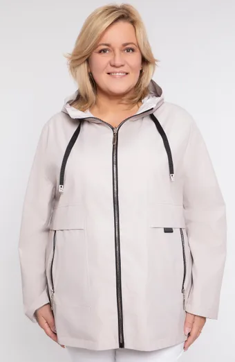 Oboustranná béžová bunda s kapucí