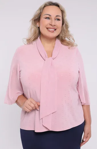 Růžová halenka s kravatou