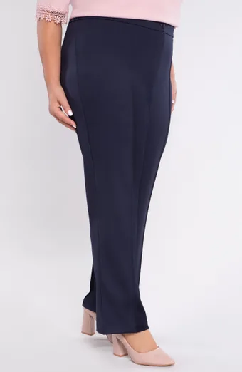 Elegantní tmavě modré hladké kalhoty