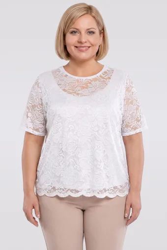 Bílá květinová krajková halenka