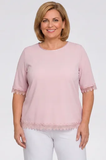 Světle růžová halenka s krajkou
