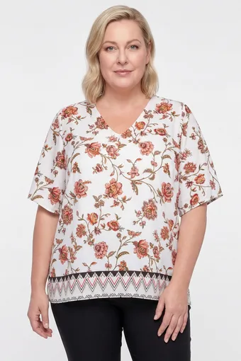 Volná halenka s hnědými květy