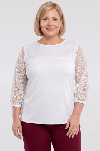 Bílá halenka s prolamovanými rukávy