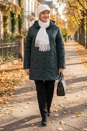 Tmavě zelená bunda s odnímatelnou kapucí